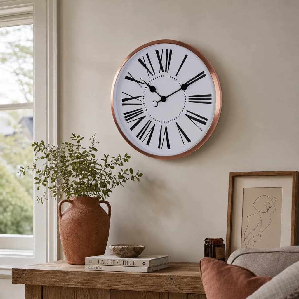 Baillie 50cm Dia Rose Gold Wall Clock - Decorative, photo 1 of 2