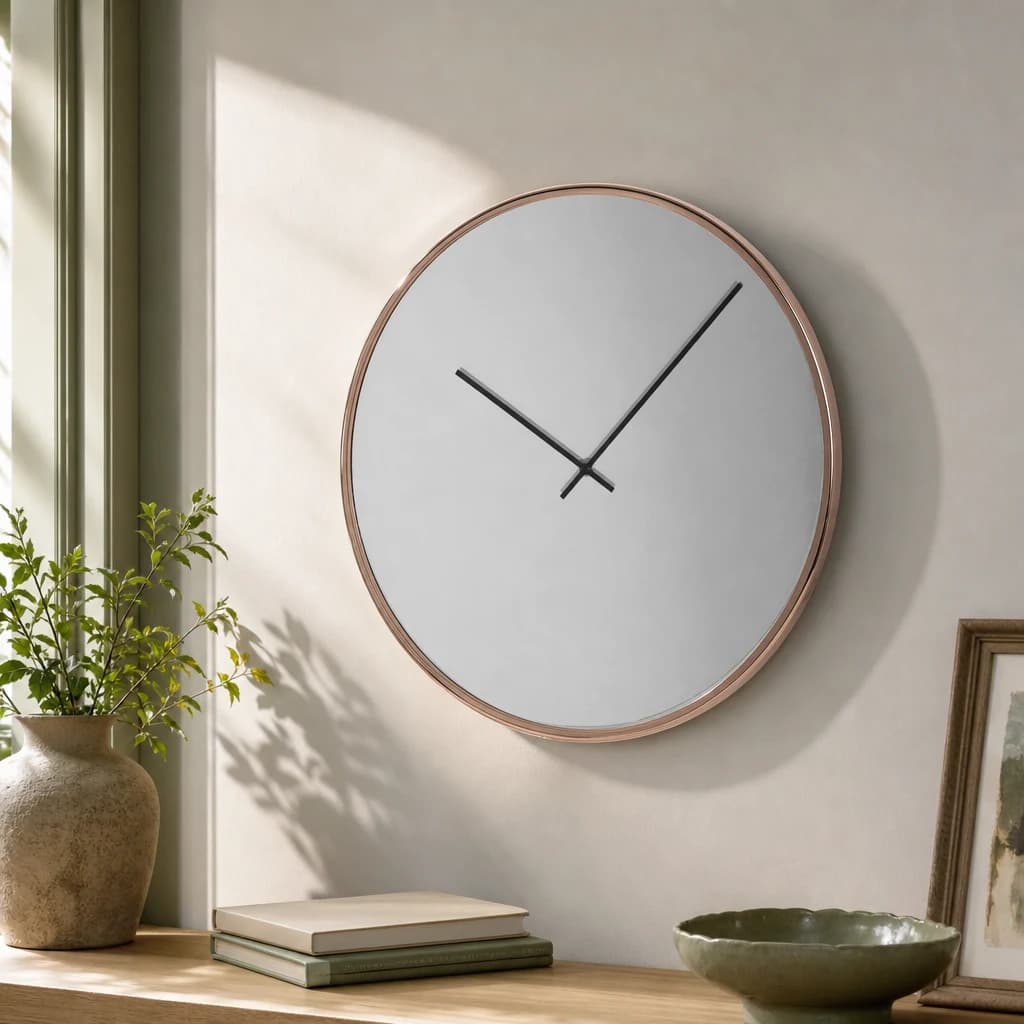 Baillie 40cm Dia Rose Gold and Mirror Wall Clock - Decorative, photo 1 of 2