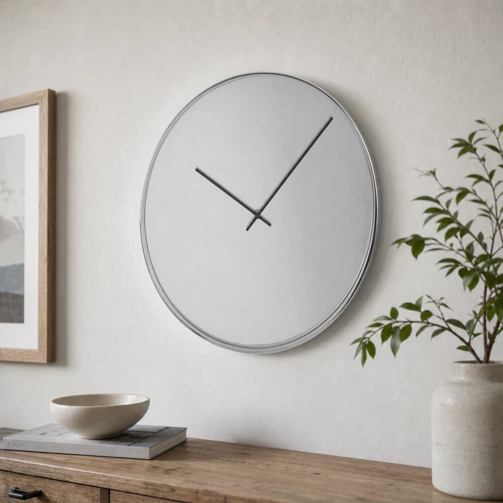 Baillie 40cm Dia Chrome and Mirror Wall Clock - Decorative, photo 1 of 3