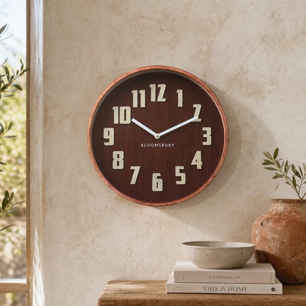 Vitus 30cm Dia Red Grain Small Wall Clock - Decorative, photo 1 of 3