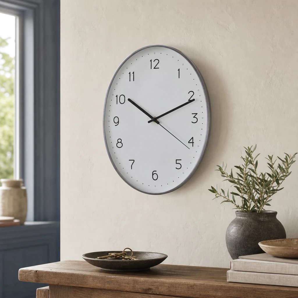 Elko Oval Wall Clock with Dark Grey Finish - Decorative, photo 1 of 5