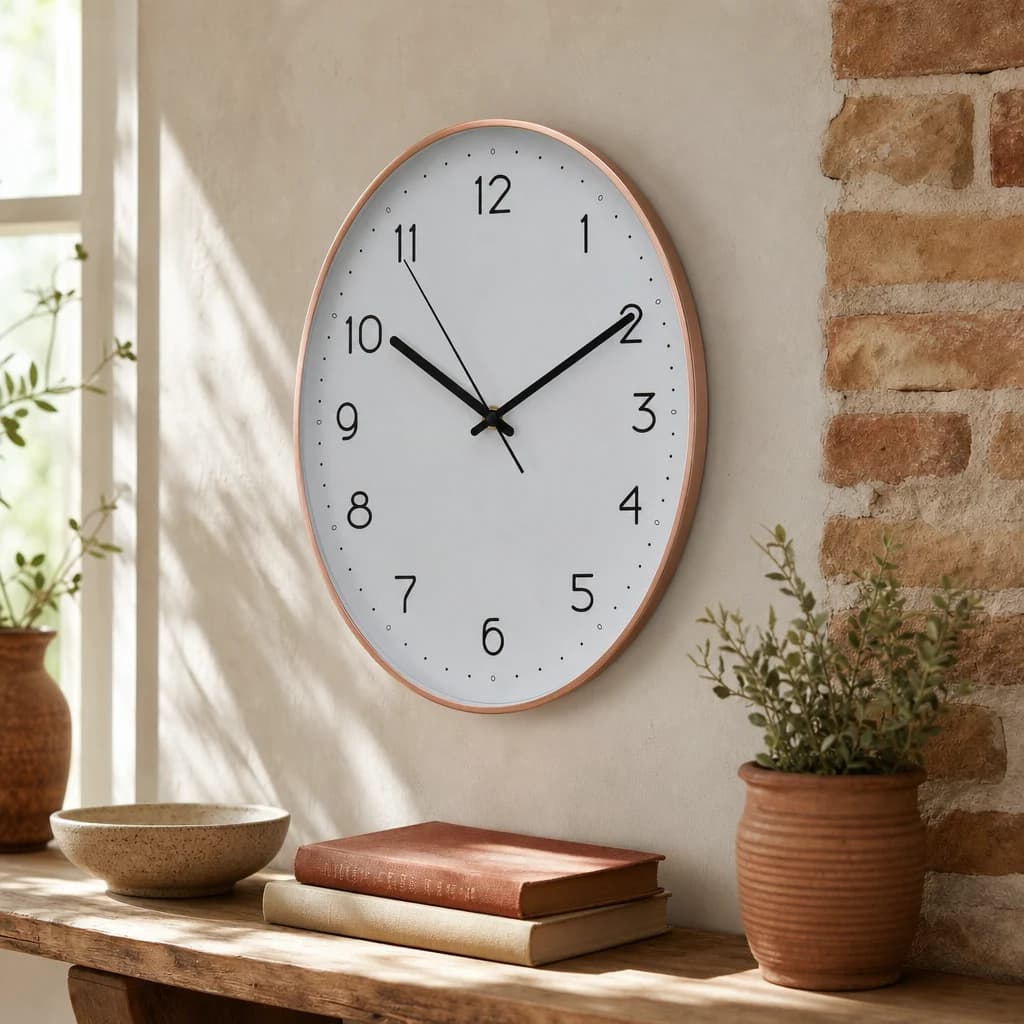 Elko Oval Wall Clock with Copper Finish - Decorative, photo 1 of 3