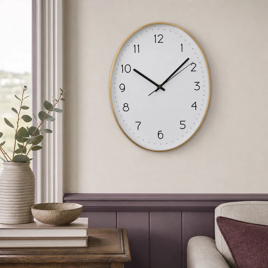 Elko Oval Wall Clock with Gold Finish - Decorative, photo 1 of 3
