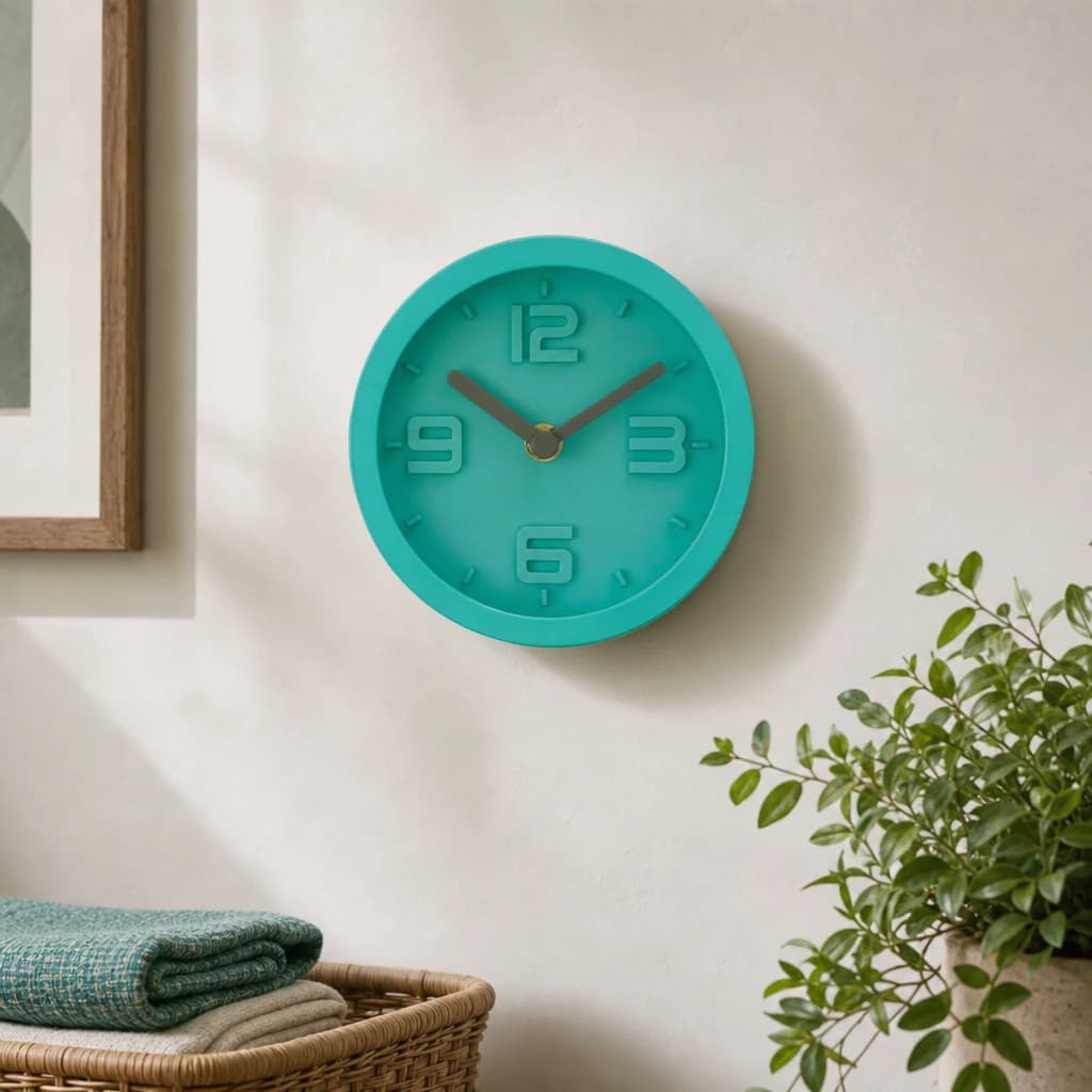 Elko 16cm Dia Green Finish Embossed Effect Wall Clock - Decorative, photo 1 of 3