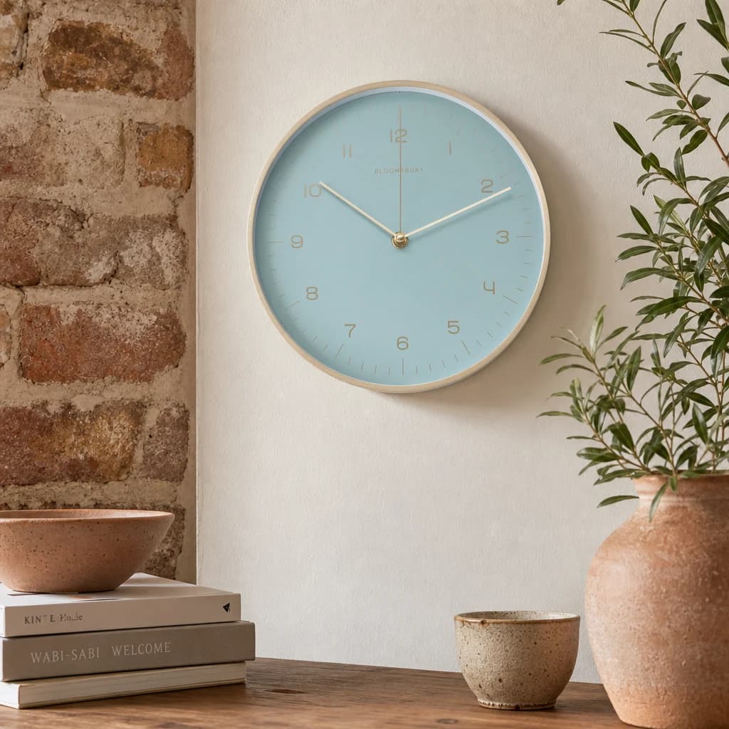 Elko 25cm Dia Gold and Mint Green Finish Wall Clock - Decorative, photo 1 of 8