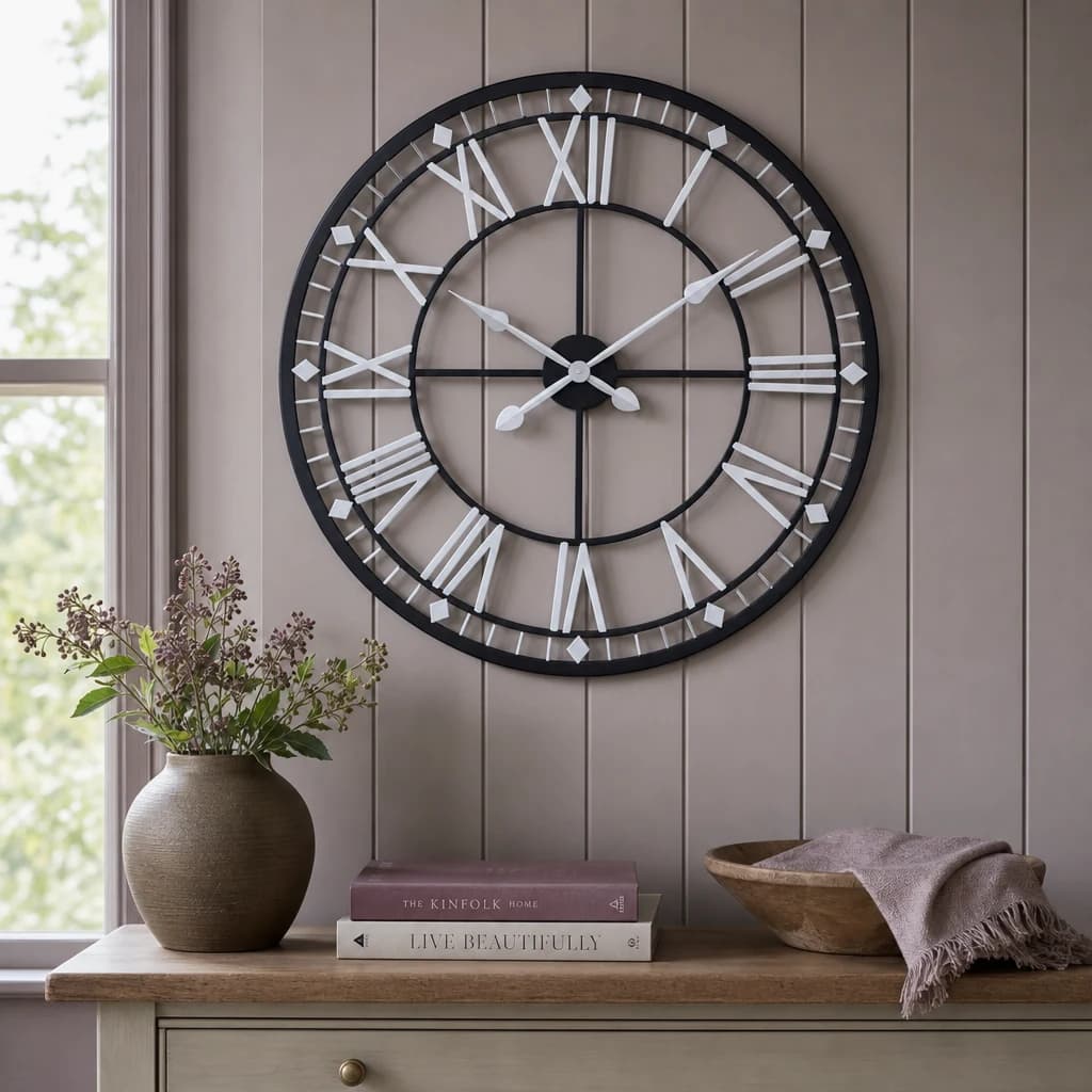 Vitus 80cm Dia Skeletal Wall Clock with Black Finish Frame - Decorative, photo 1 of 5