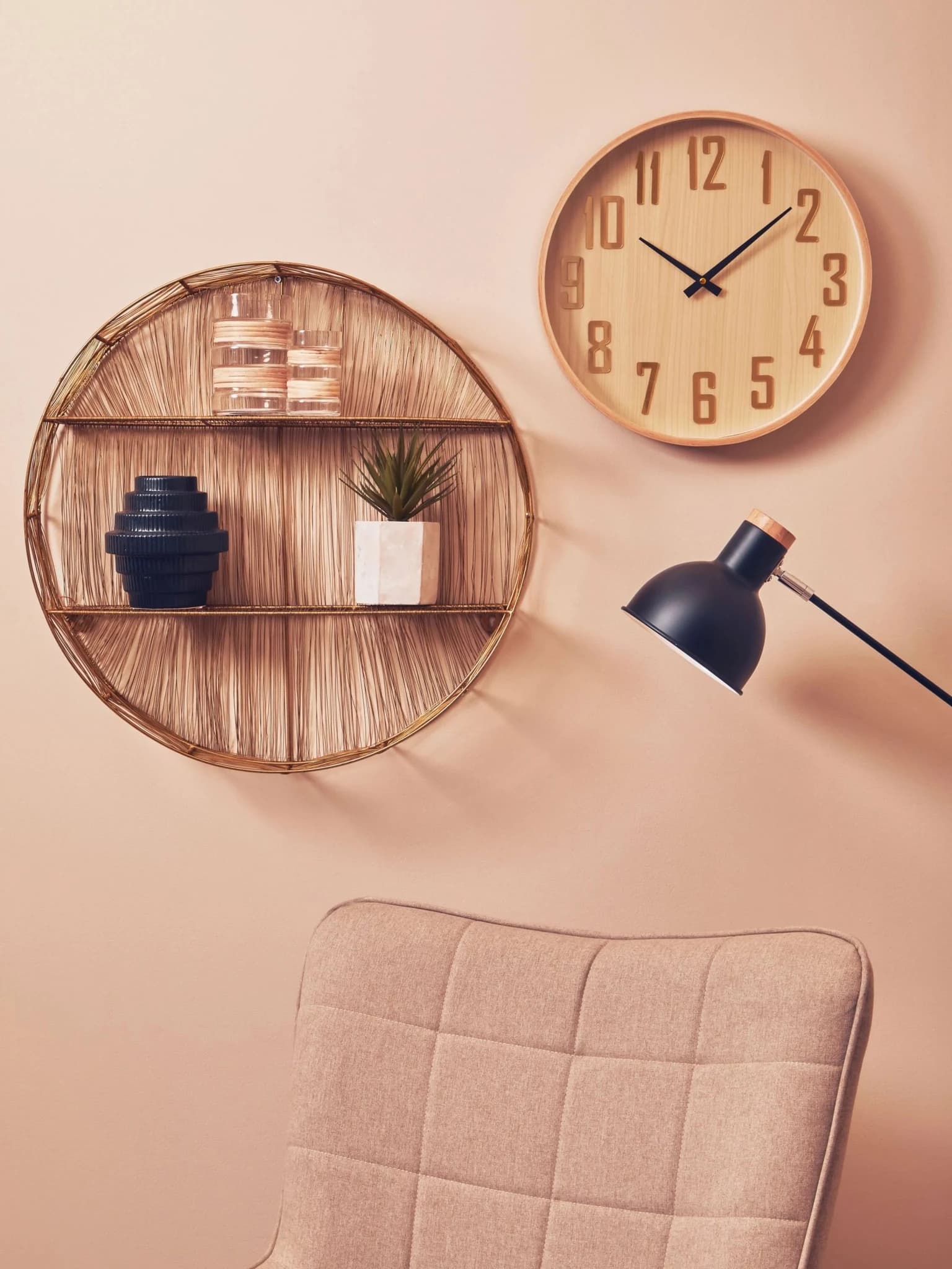 Vitus 40cm Dia Natural Wall Clock - Decorative, photo 4 of 8