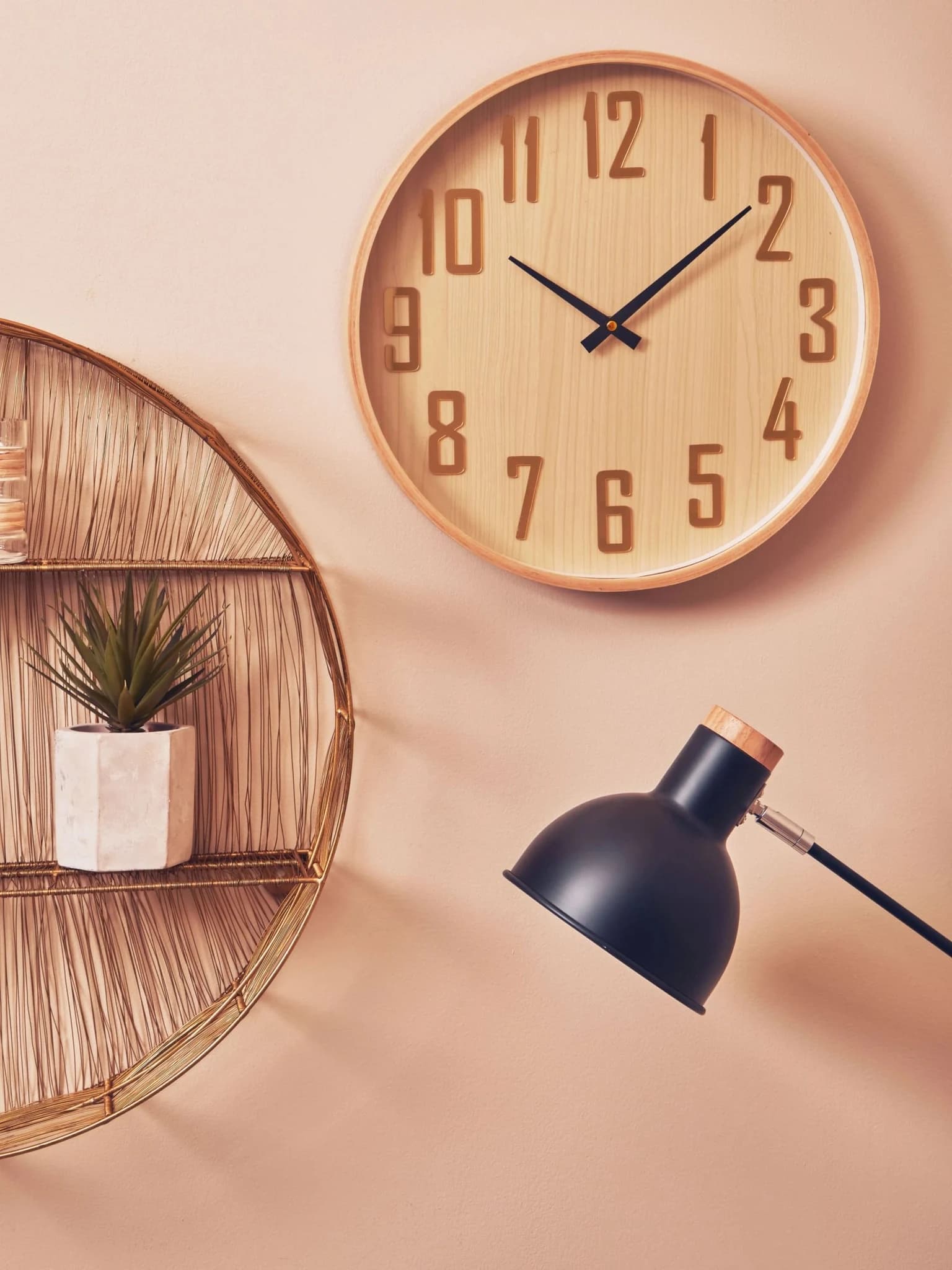 Vitus 40cm Dia Natural Wall Clock - Decorative, photo 3 of 8
