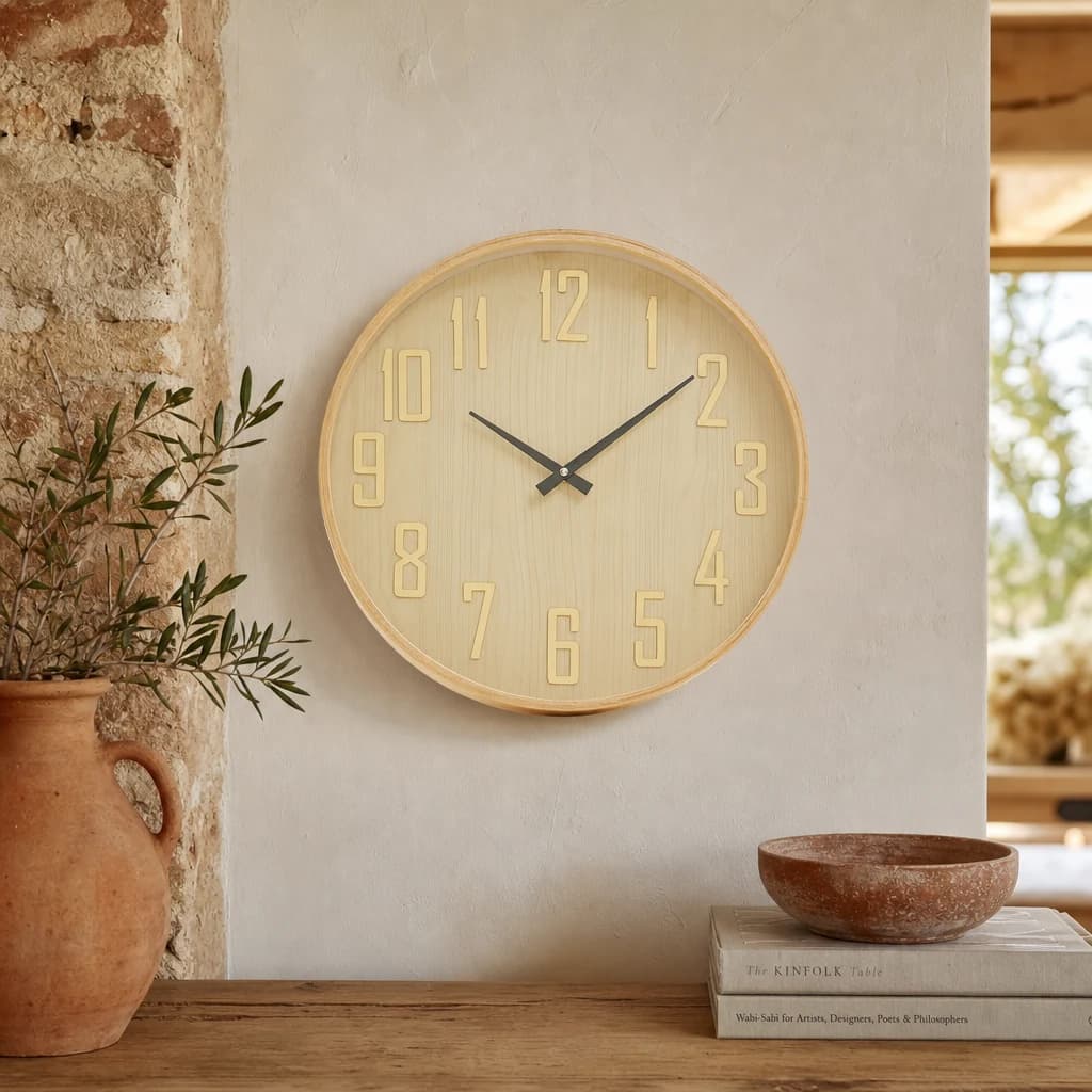 Vitus 40cm Dia Natural Wall Clock - Decorative, photo 1 of 8