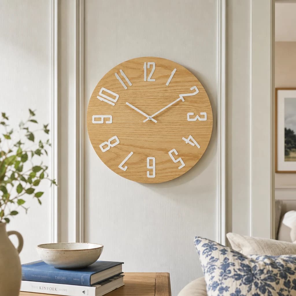 Vitus 40cm Dia Natural Wood Effect Wall Clock - Decorative, photo 1 of 6