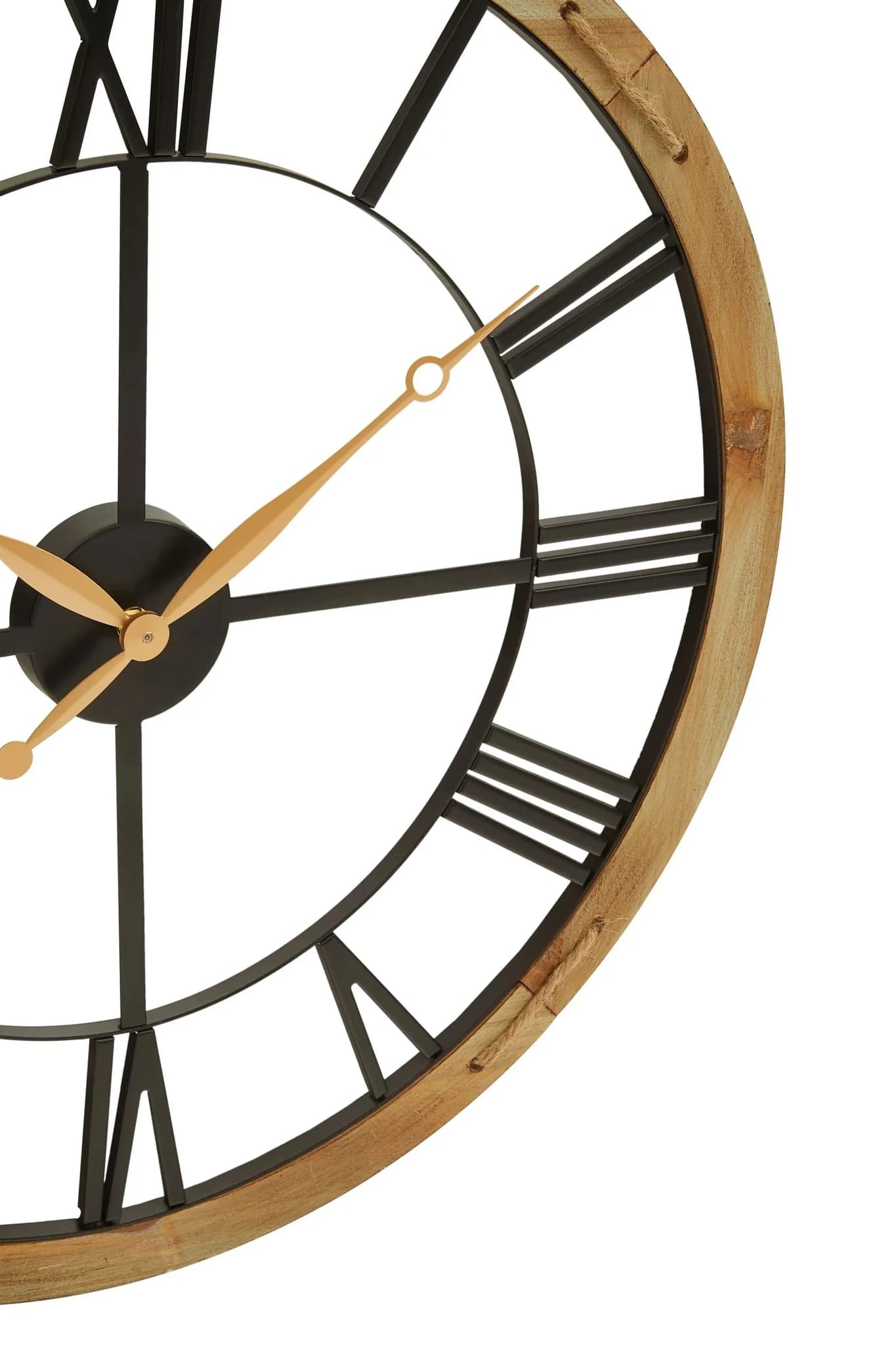 Vitus 60cm Dia Black Metal Wall Clock with Gold Finish Hands - Decorative, photo 5 of 6
