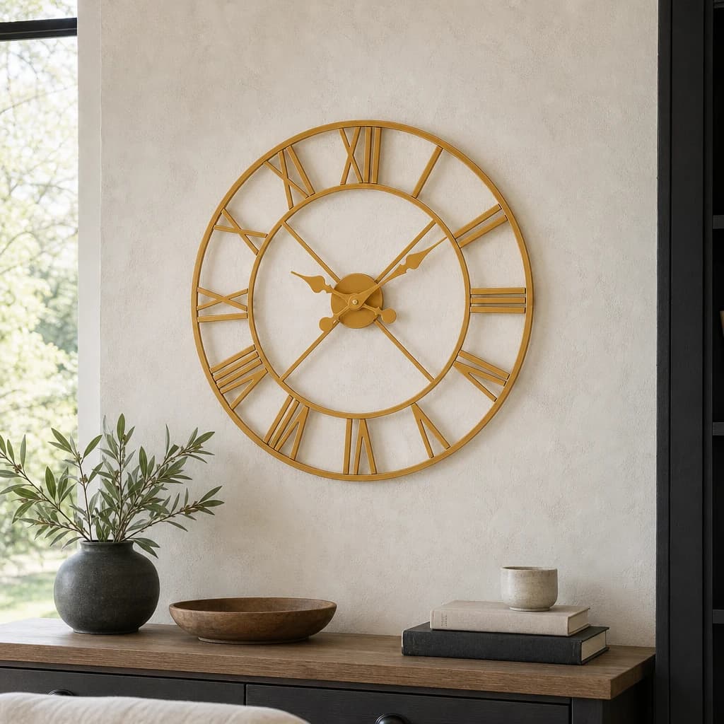 Vitus 56cm Dia Gold Finish Wall Clock - Decorative, photo 1 of 8