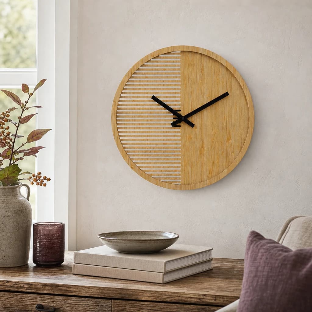Vitus 40cm Dia Small Wooden Effect Wall Clock - Decorative, photo 1 of 8