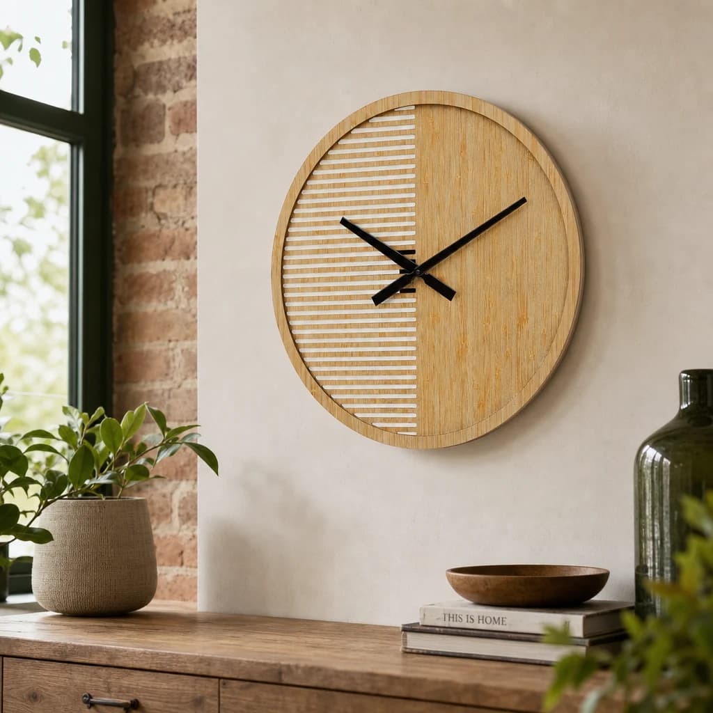 Vitus 60cm Dia Large Wooden Wall Clock - Decorative, photo 1 of 8