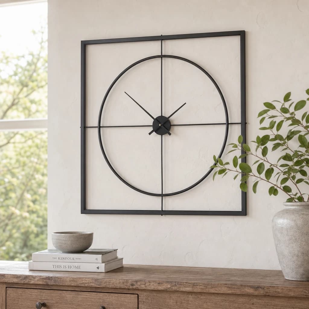 Trinity 105cm Dia Black Finish Wall Clock - Decorative, photo 1 of 5