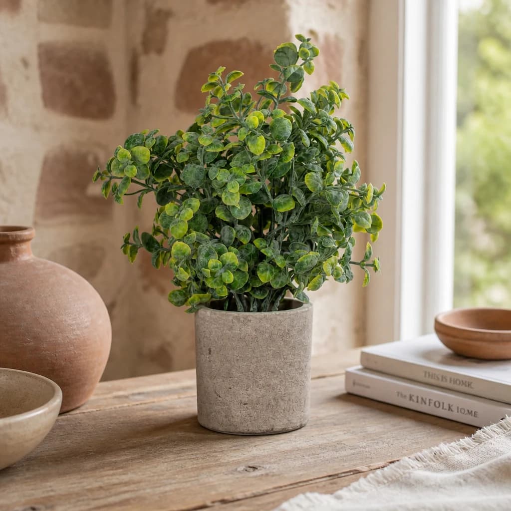 Eucalyptus Plant In Stone Effect Pot - Artificial plants & flowers, photo 1 of 4