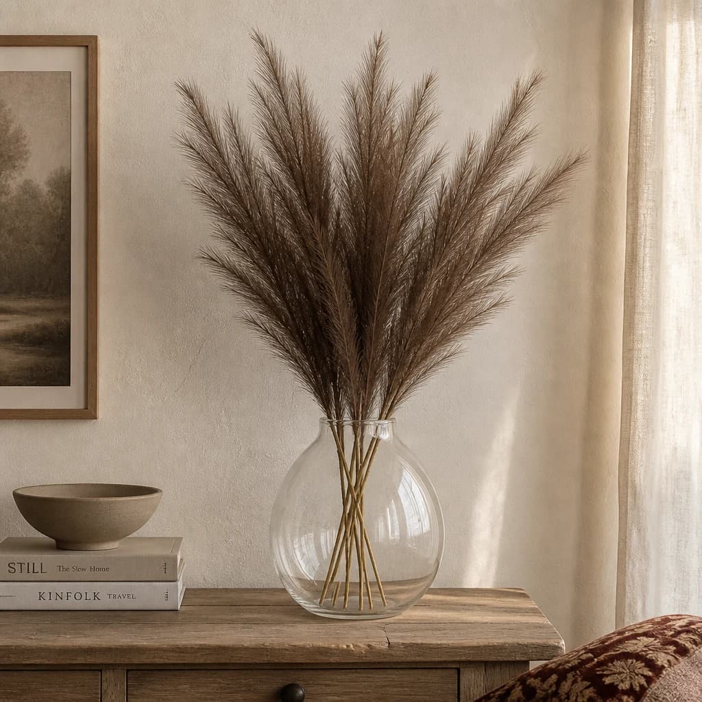 Grey Large Faux Pampas Grass Stem — Pack of 5 - Artificial plants & flowers, photo 1 of 4