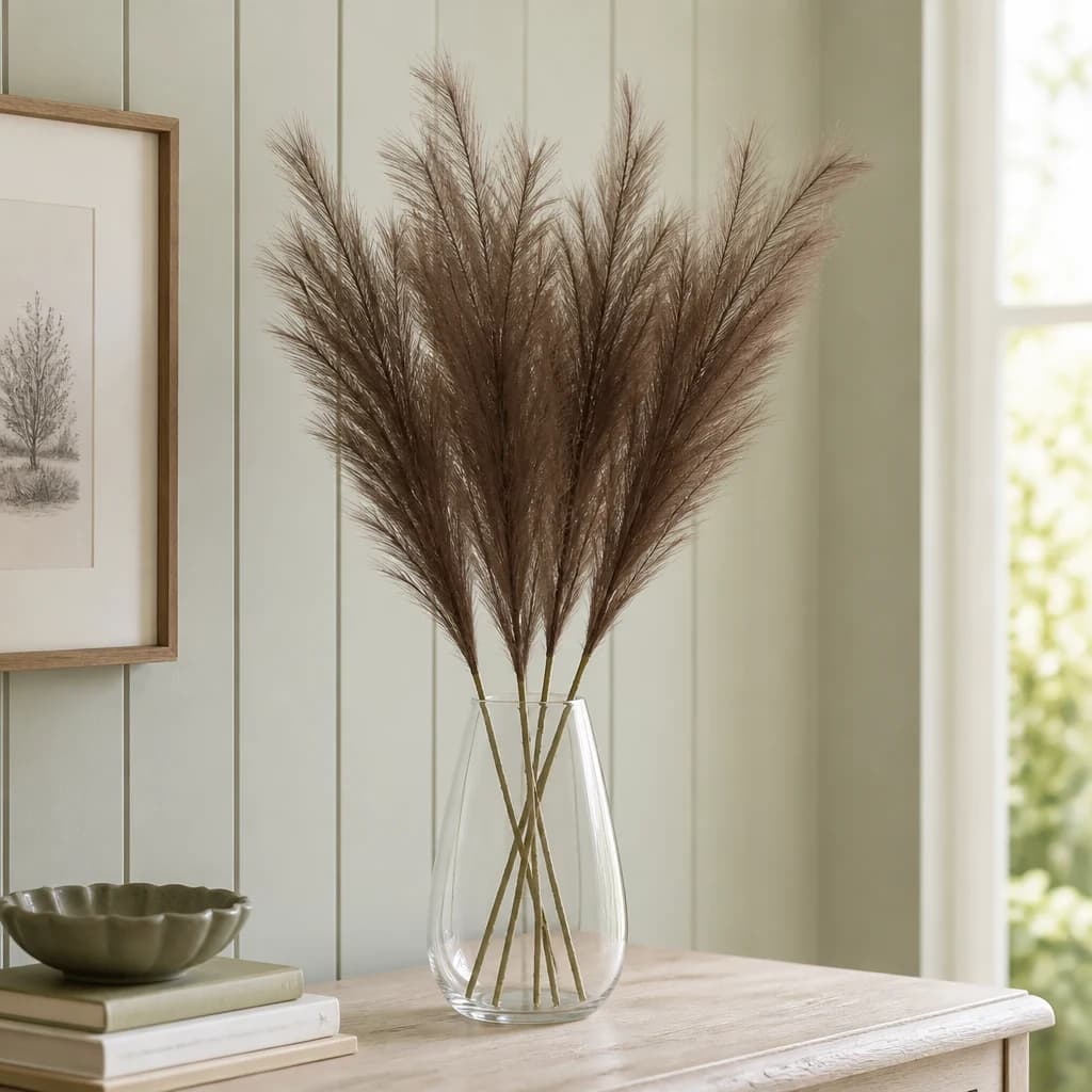Grey Faux Pampas Grass Stem — Pack of 5 - Artificial plants & flowers, photo 1 of 4