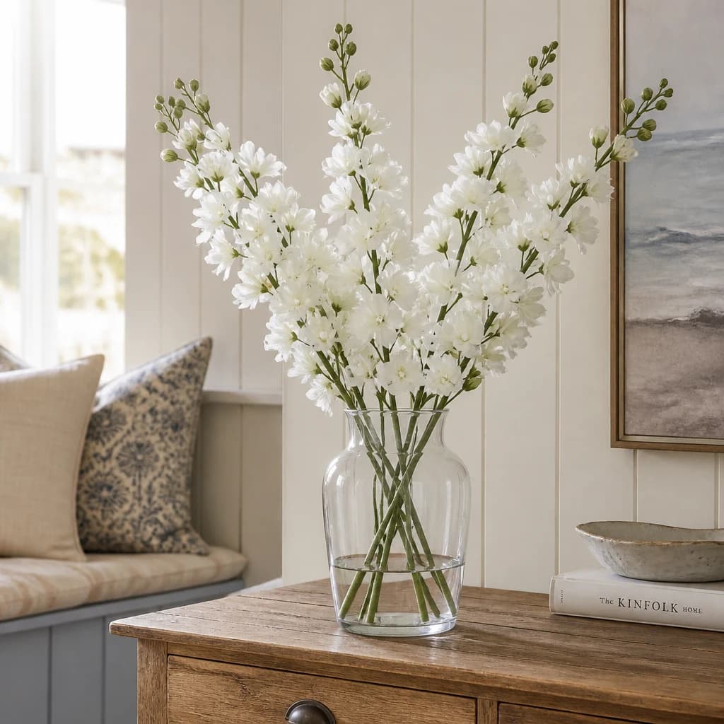 Tall White Delphinium Stem — Pack of 5 - Artificial plants & flowers, photo 1 of 4