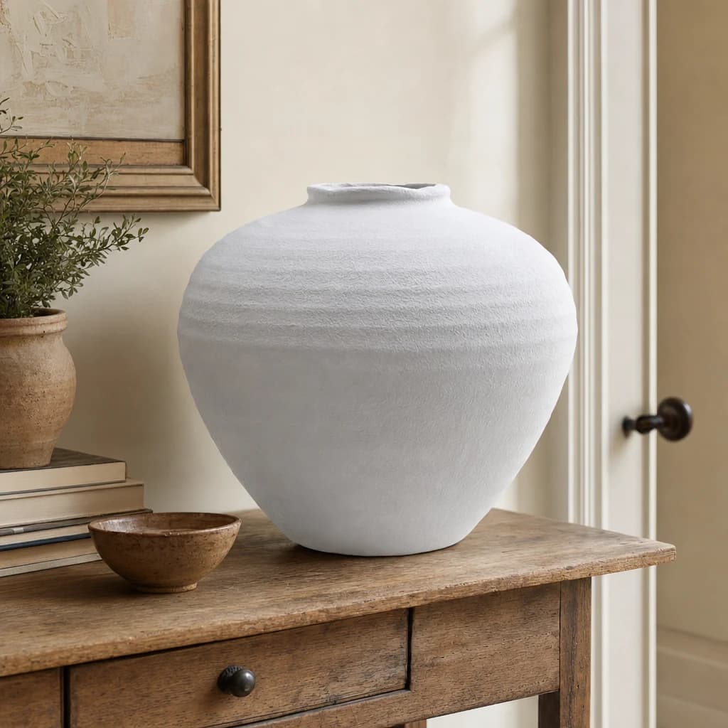 Regola Large Matt White Ceramic Vase - Vases, photo 1 of 5