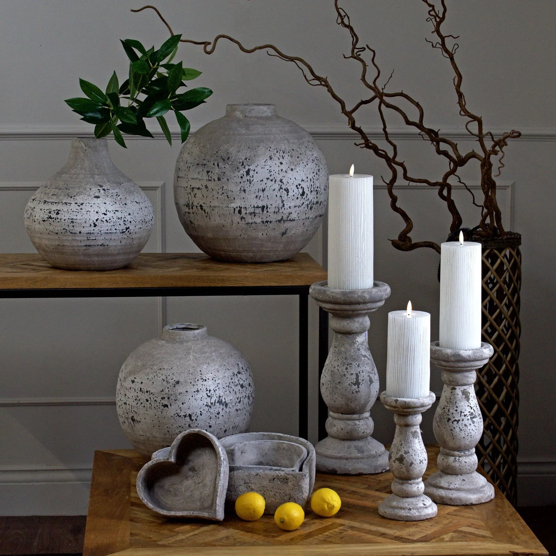 Set Of Three Large Stone Ceramic Dishes - Candles, photo 3 of 4