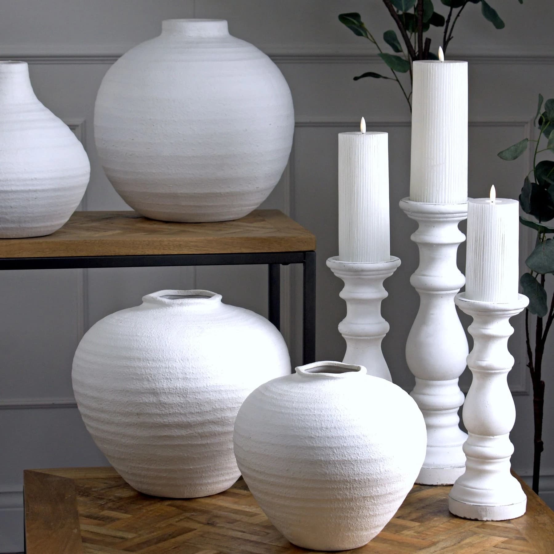 Matt White Large Ceramic Column Candle Holder - Candles, photo 4 of 4