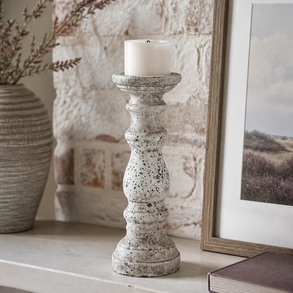 Small Stone Ceramic Column Candle Holder - Candles, photo 1 of 4