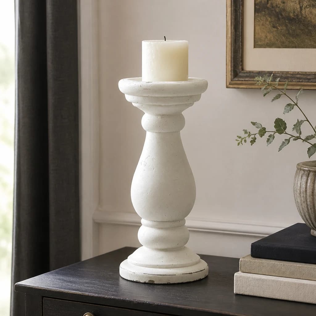 Large Matt White Ceramic Candle Holder - Candles, photo 1 of 5
