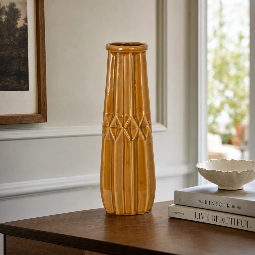 Seville Collection Tall Ochre Vase - Vases, photo 1 of 4