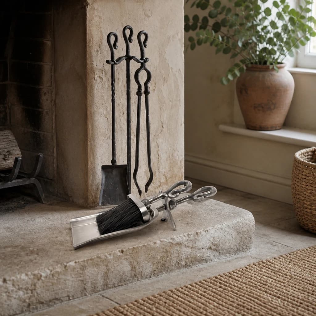 Antique Pewter Crook Handled Hearth Tidy - Decorative, photo 1 of 3