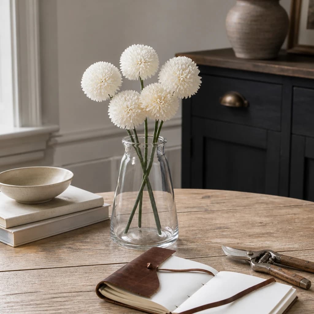 White Short Chrysanthemum — Pack of 5 - Artificial plants & flowers, photo 1 of 4