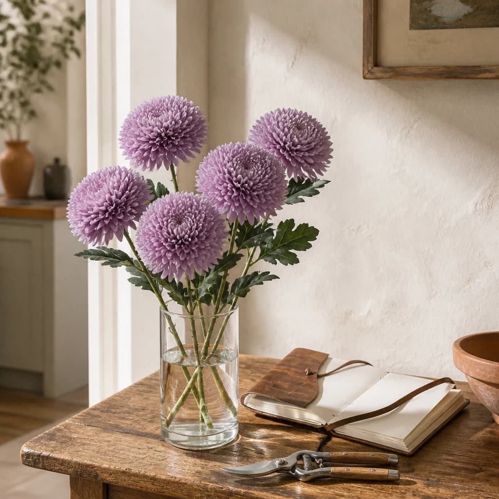 Light Purple Chrysanthemum — Pack of 5 - Artificial plants & flowers, photo 1 of 4