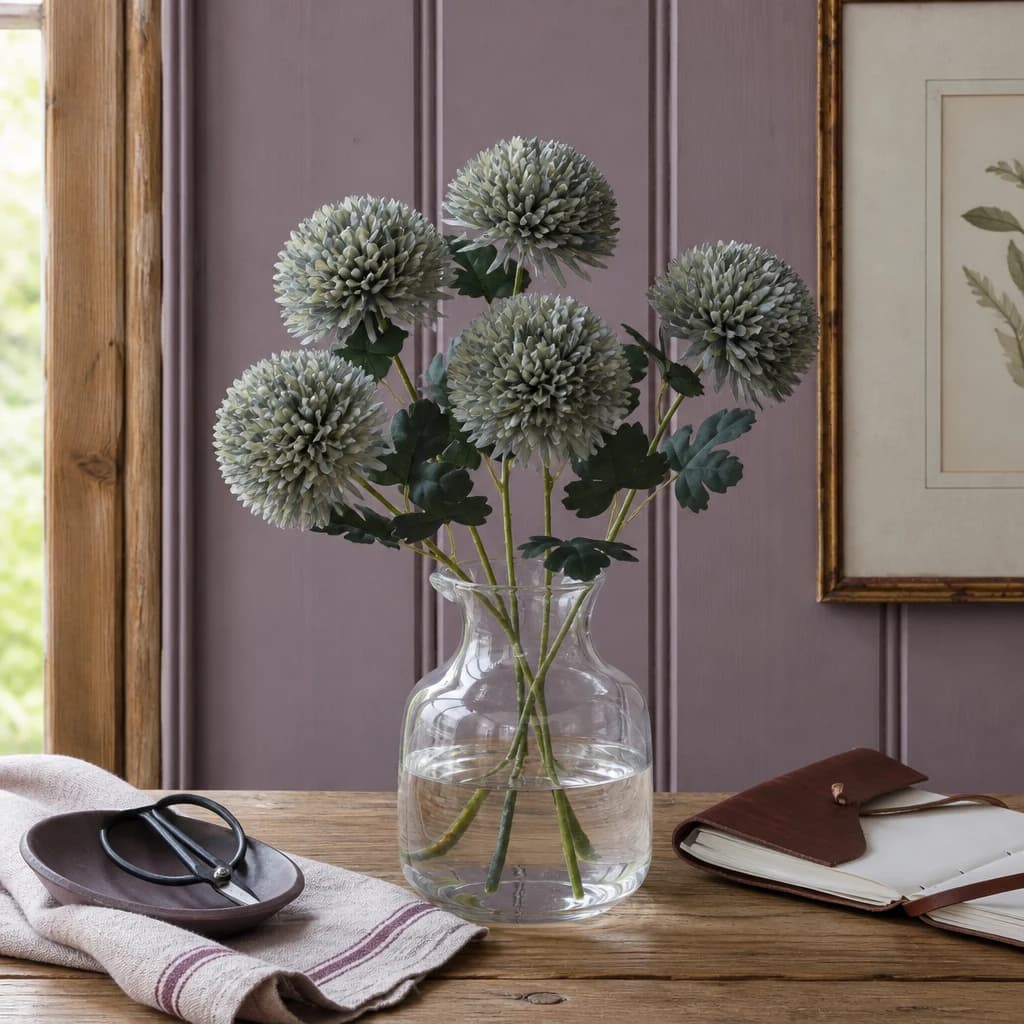 Pale Green Blue Chrysanthemum — Pack of 5 - Artificial plants & flowers, photo 1 of 4