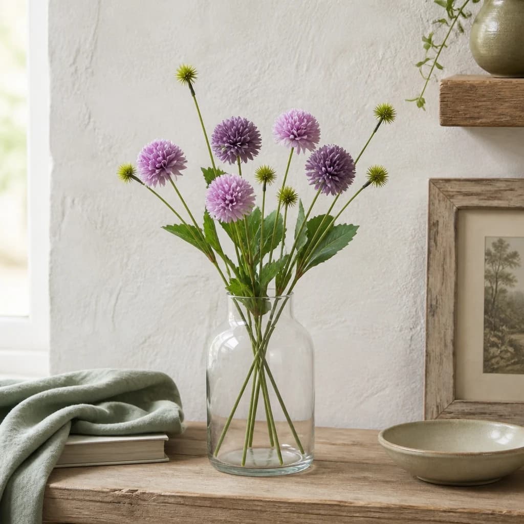 Purple Chrysanthemum Bouquet — Pack of 5 - Artificial plants & flowers, photo 1 of 4