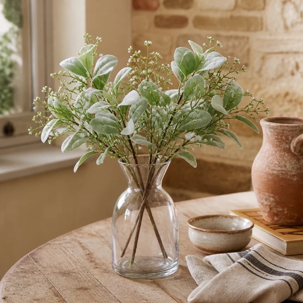 Large Winter Sprig With Lambs Ear And Wax Flower — Pack of 3 - Artificial plants & flowers, photo 1 of 5