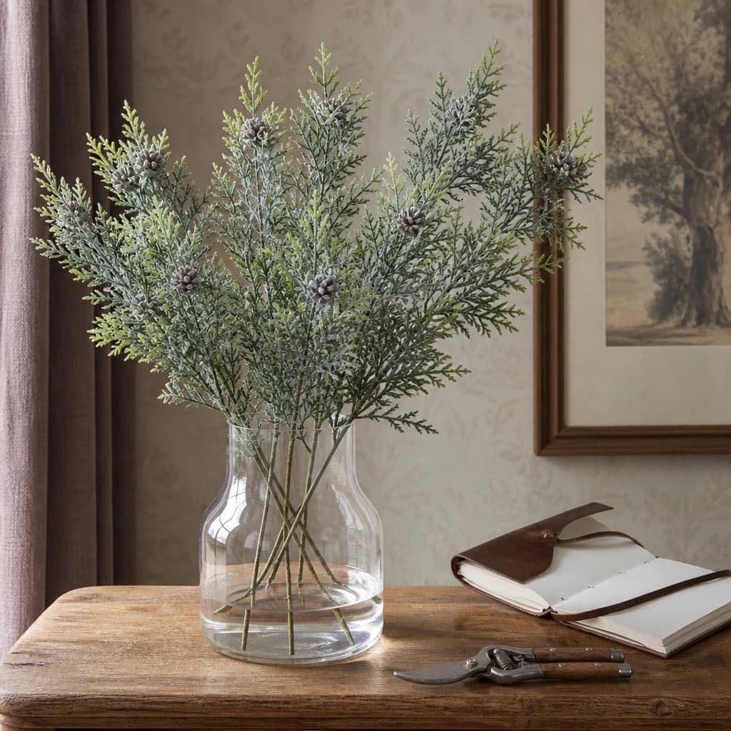 Frosted Pine Tall Stem With Pinecones — Pack of 5 - Artificial plants & flowers, photo 1 of 4