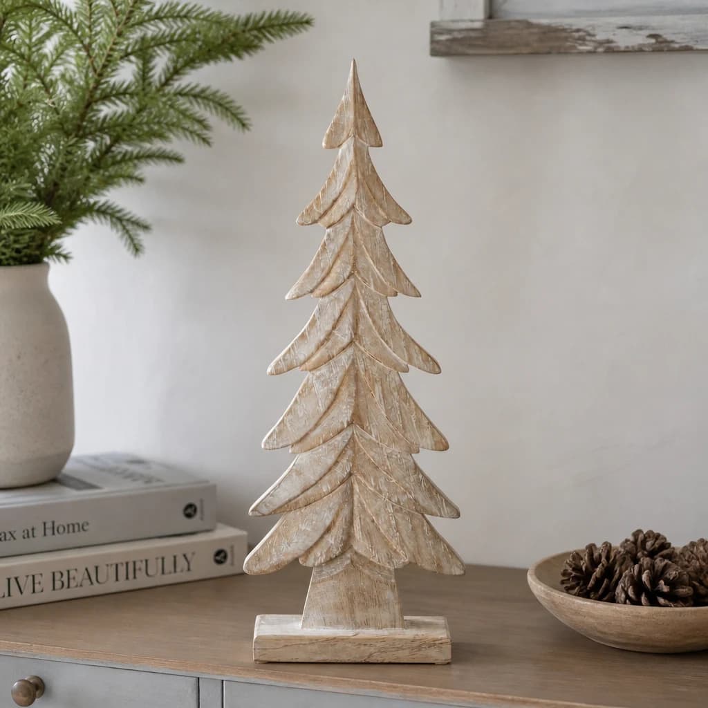 Carved Wood Christmas Tree - Decorative, photo 1 of 4
