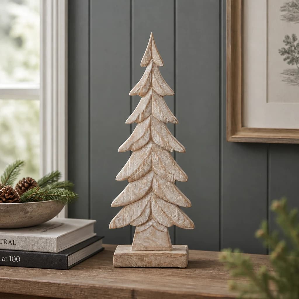 Carved Wood Large Christmas Tree - Decorative, photo 1 of 4
