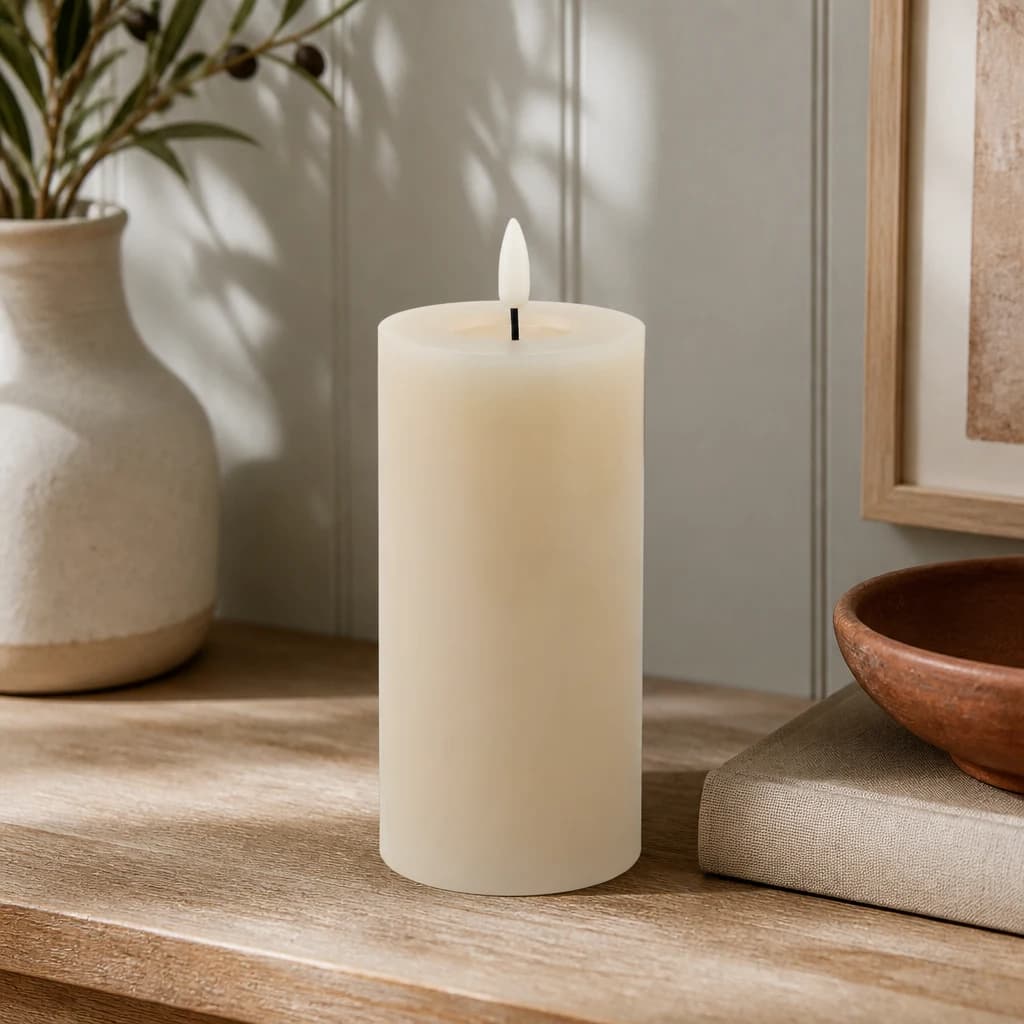 Luxe Collection Melt Effect 3x6 Taupe LED Wax Candle - Candles, photo 1 of 4