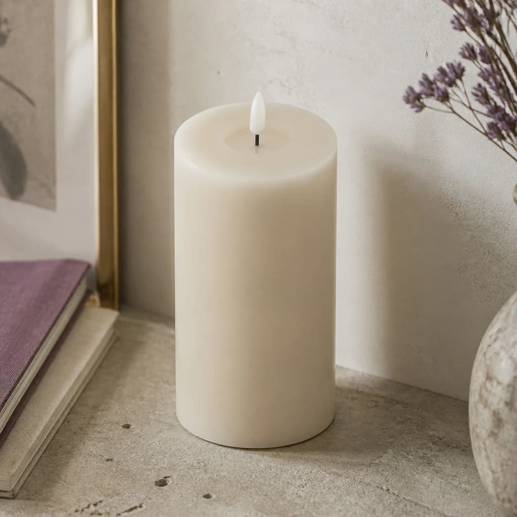 Luxe Collection Melt Effect 3.5x9 Taupe LED Wax Candle - Candles, photo 1 of 4