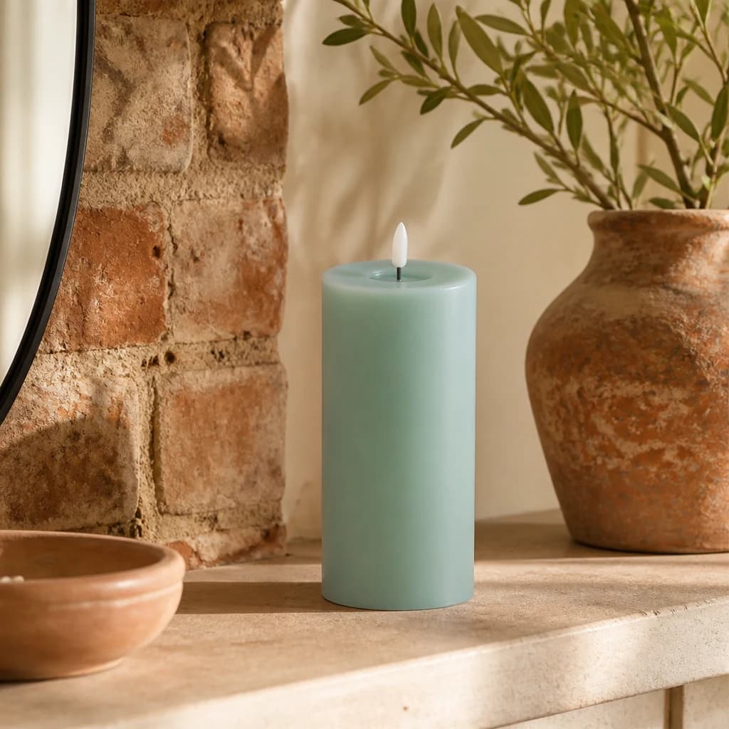 Luxe Collection Melt Effect 3.5x9 Sage LED Wax Candle - Candles, photo 1 of 4