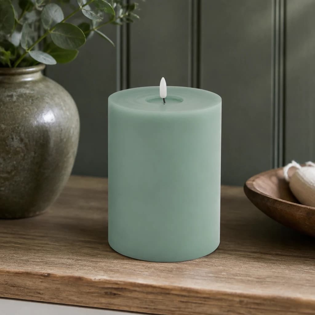 Luxe Collection Melt Effect 6x8 Sage LED Wax Candle - Candles, photo 1 of 3
