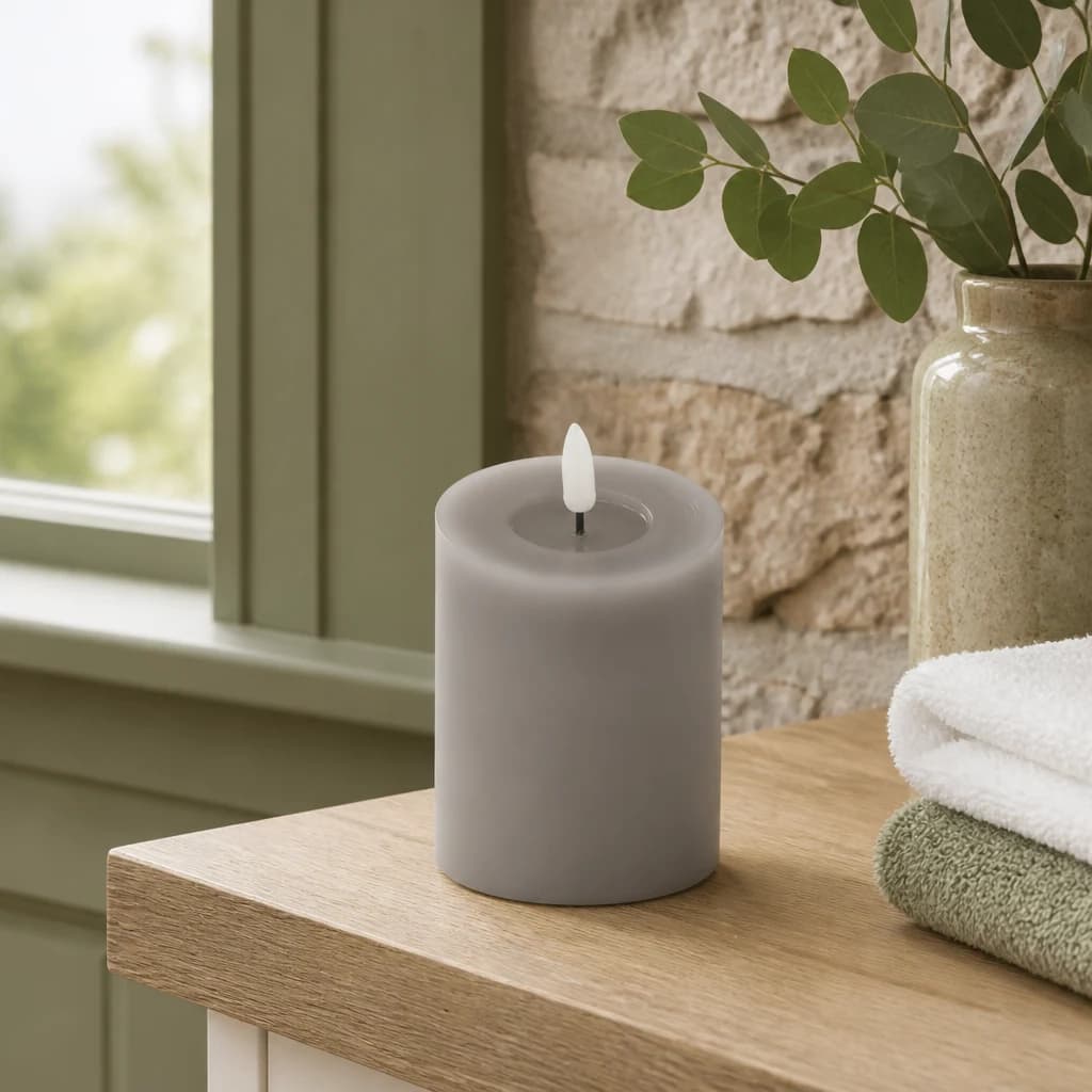Luxe Collection Melt Effect 3x4 Grey LED Wax Candle - Candles, photo 1 of 4