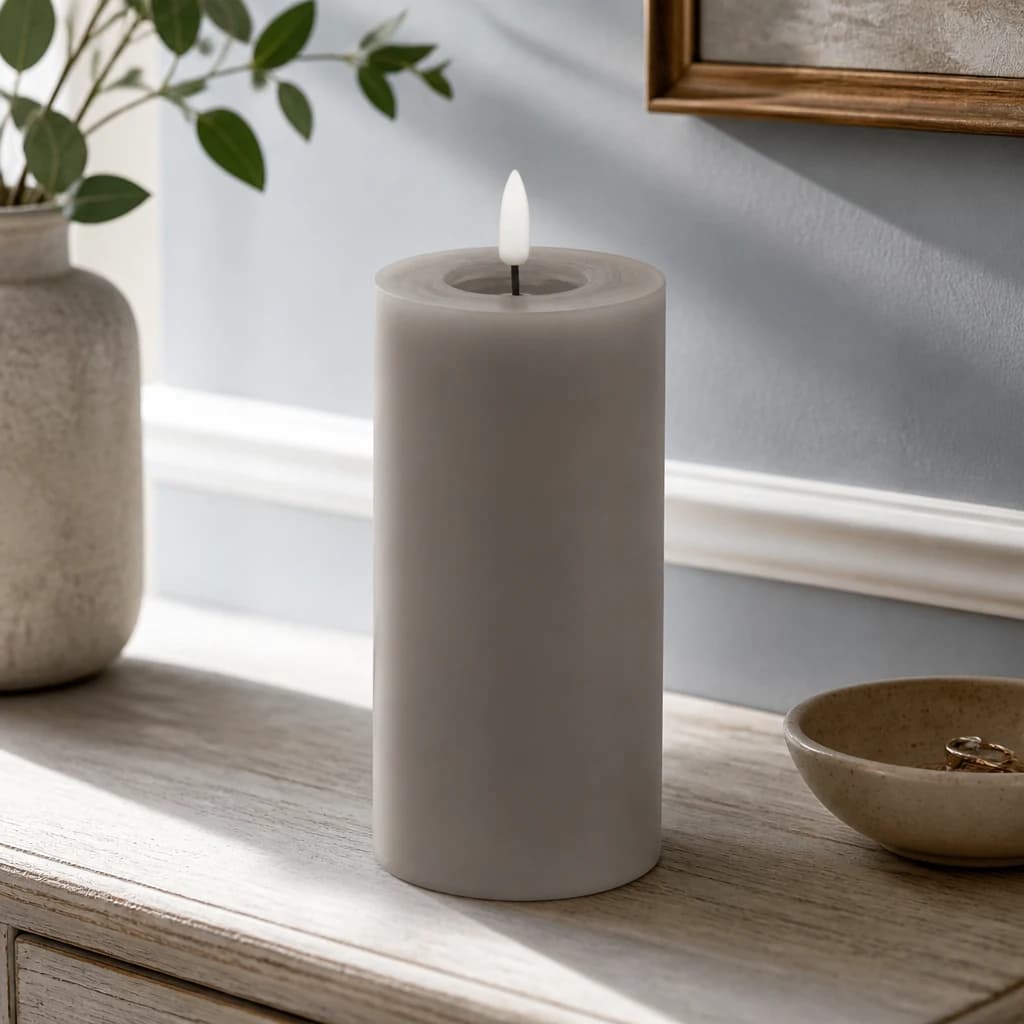 Luxe Collection Melt Effect 3x6 Grey LED Wax Candle - Candles, photo 1 of 4
