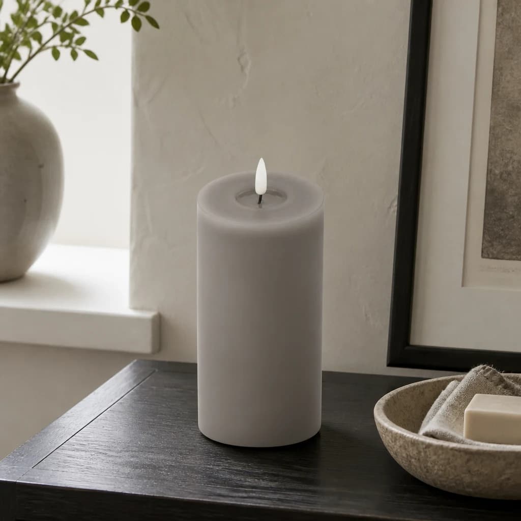 Luxe Collection Melt Effect 3.5x9 Grey LED Wax Candle - Candles, photo 1 of 4