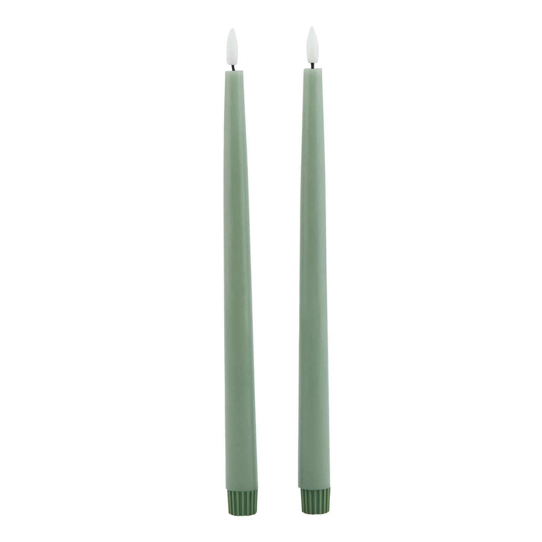 Luxe Collection S/2 Sage LED Wax Dinner Candles - Candles, photo 2 of 4
