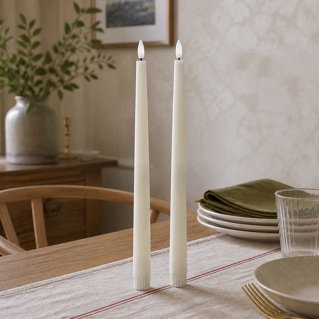 Luxe Collection S/2 Taupe LED Wax Dinner Candles - Candles, photo 1 of 3