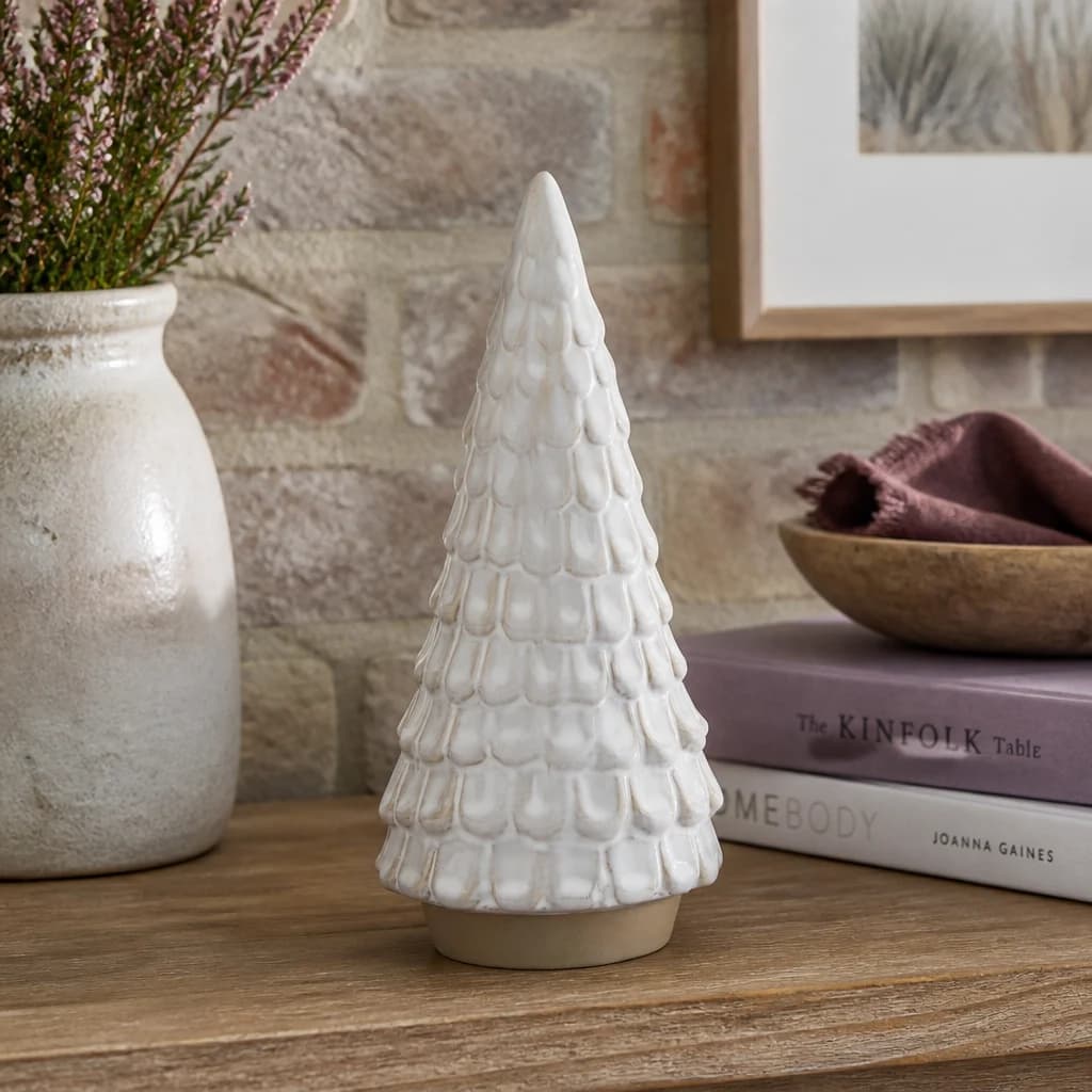 Snowy Ceramic Spruce Tree - Decorative, photo 1 of 3