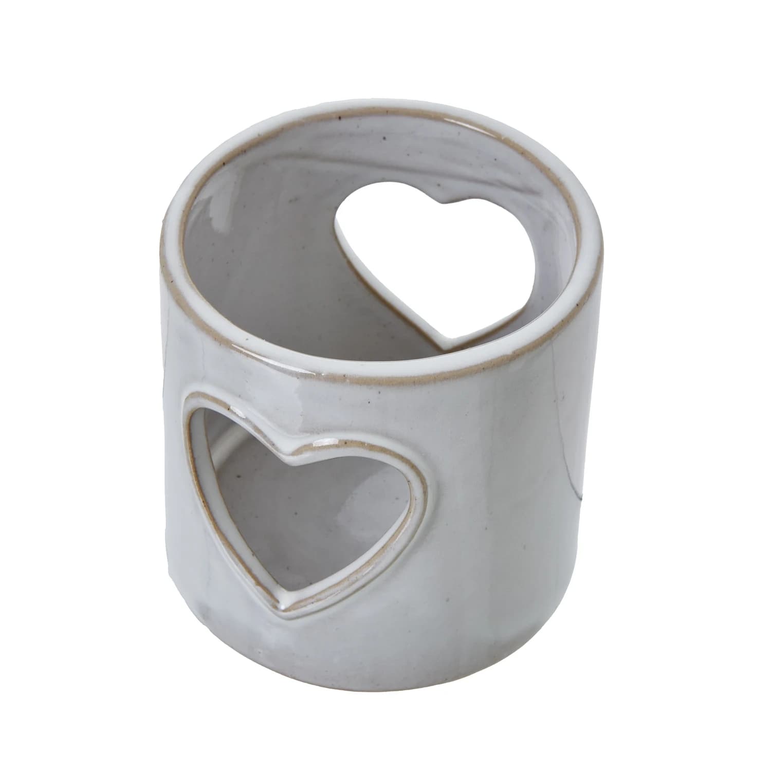 White Ceramic Heart Cut-Out Tealight Holder - Candles, photo 2 of 2