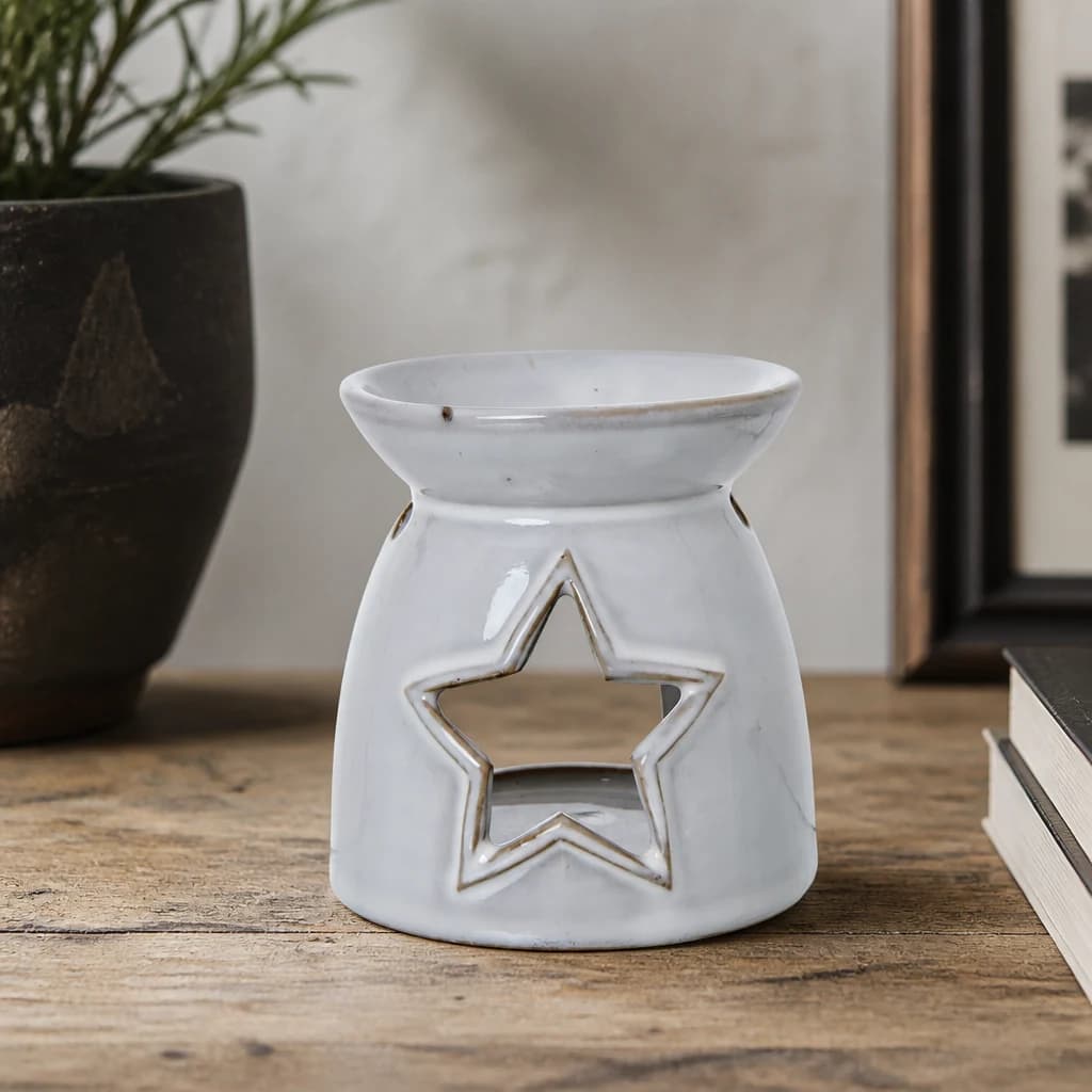 White Ceramic Star Cut-Out Wax Melt Tealight Holder - Candles, photo 1 of 3